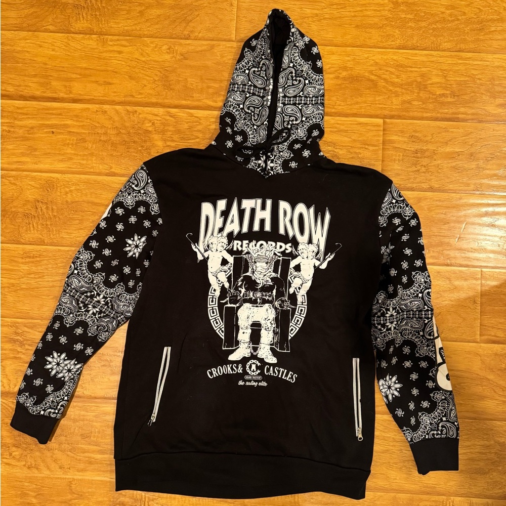 Crooks & Castles Death Row Records Sweatshirt XXL. Black Bandana/Paisley. NWOT
